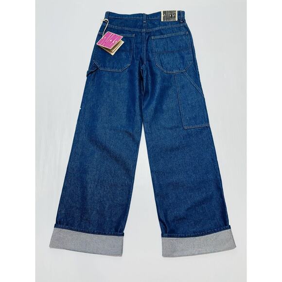 Mother SNACKS! Size 32 The Smoothie Carpenter Sneak Jeans Blue Denim NWT $238 - Picture 6 of 16